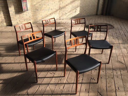 Six Model 79 Rosewood Dining Chairs by Niels Otto Møller for J. L. Møllers Møbelfabrik